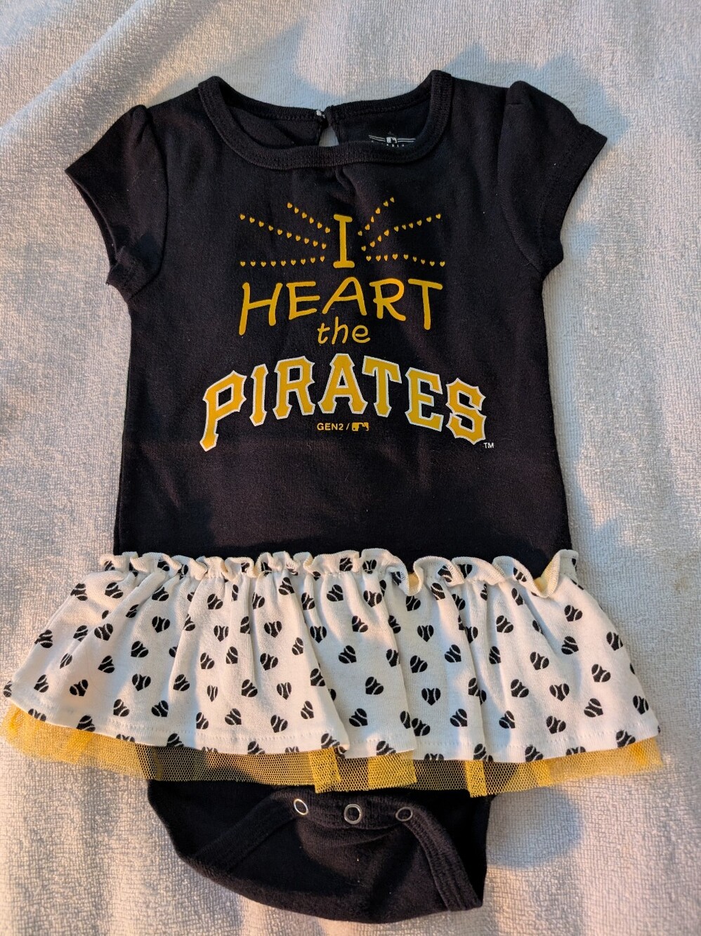 GENUINE MERCHANDISE Toddler Girl's Pittsburgh Pirates Ruffled 1-Piece - Size 12M